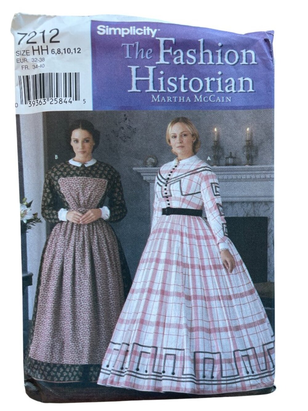 Simplicity 7212 Civil War Belle Pattern Size HH 6-12 Martha McCain Dress UNCUT